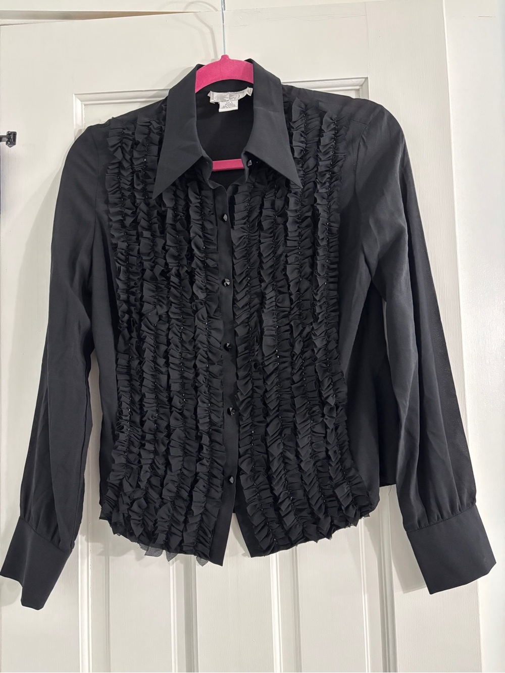 Alberto Makali Y2K Silk Ruffle Blouse - Size 8